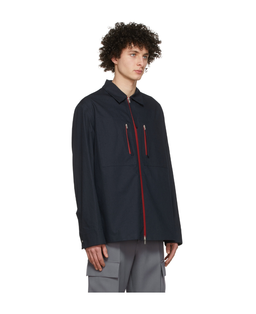 Jil Sander Blue Organic Cotton Jacket In Black