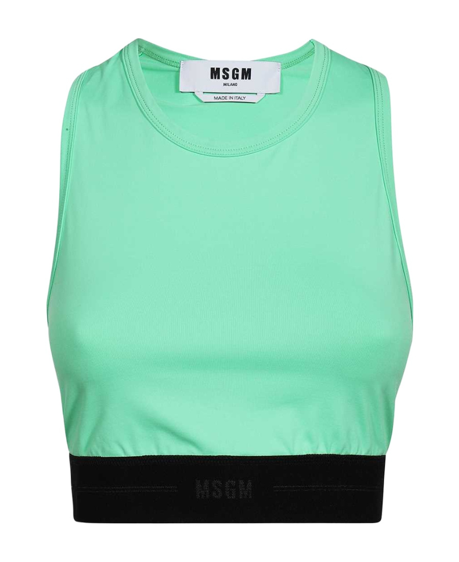 Msgm Logo Sporty Tank-top In Green