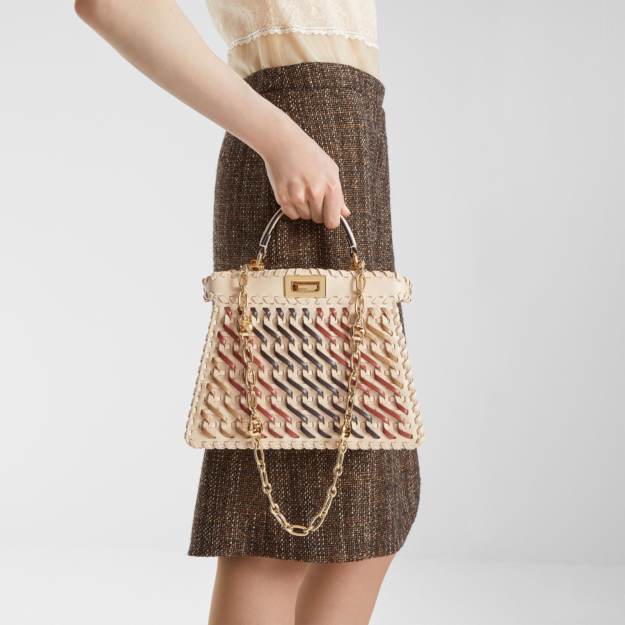 Fendi Women Peekaboo Iseeu Small Leather Crossbody Bag In Multi