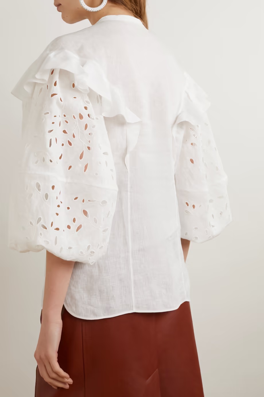Chloé Broderie-anglaise Ruffled Blouse In White