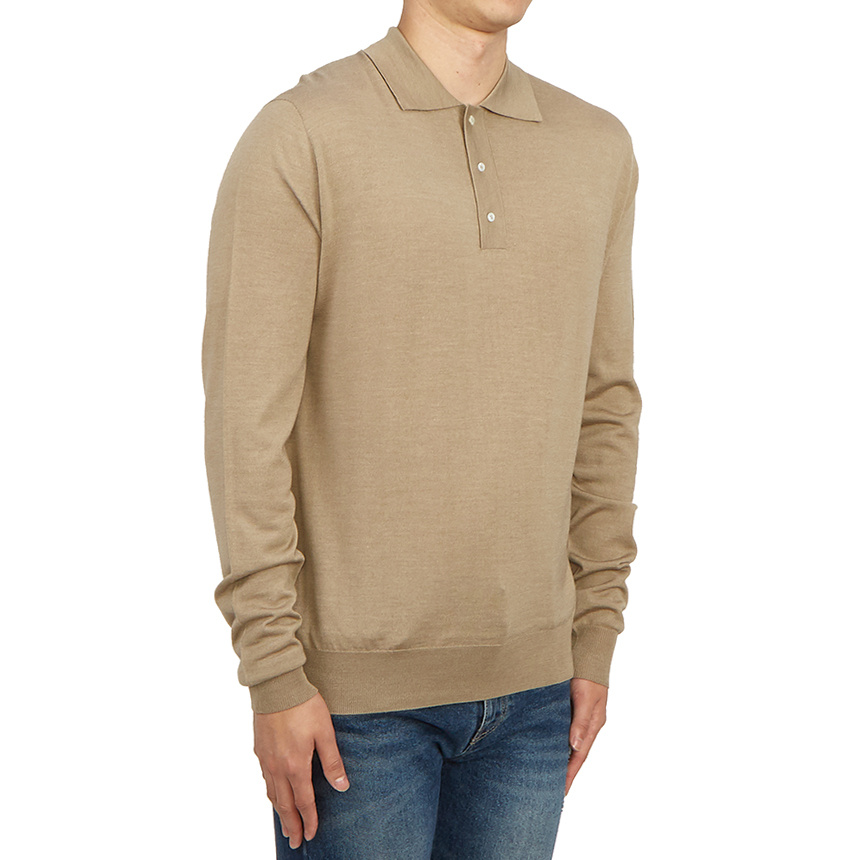LARDINI LONG-SLEEVE KNITTED POLO SHIRT