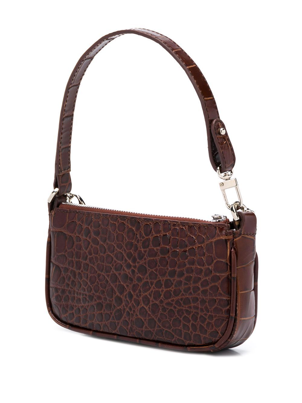By Far Embossed Zipper Shoulder Bag In Brown
