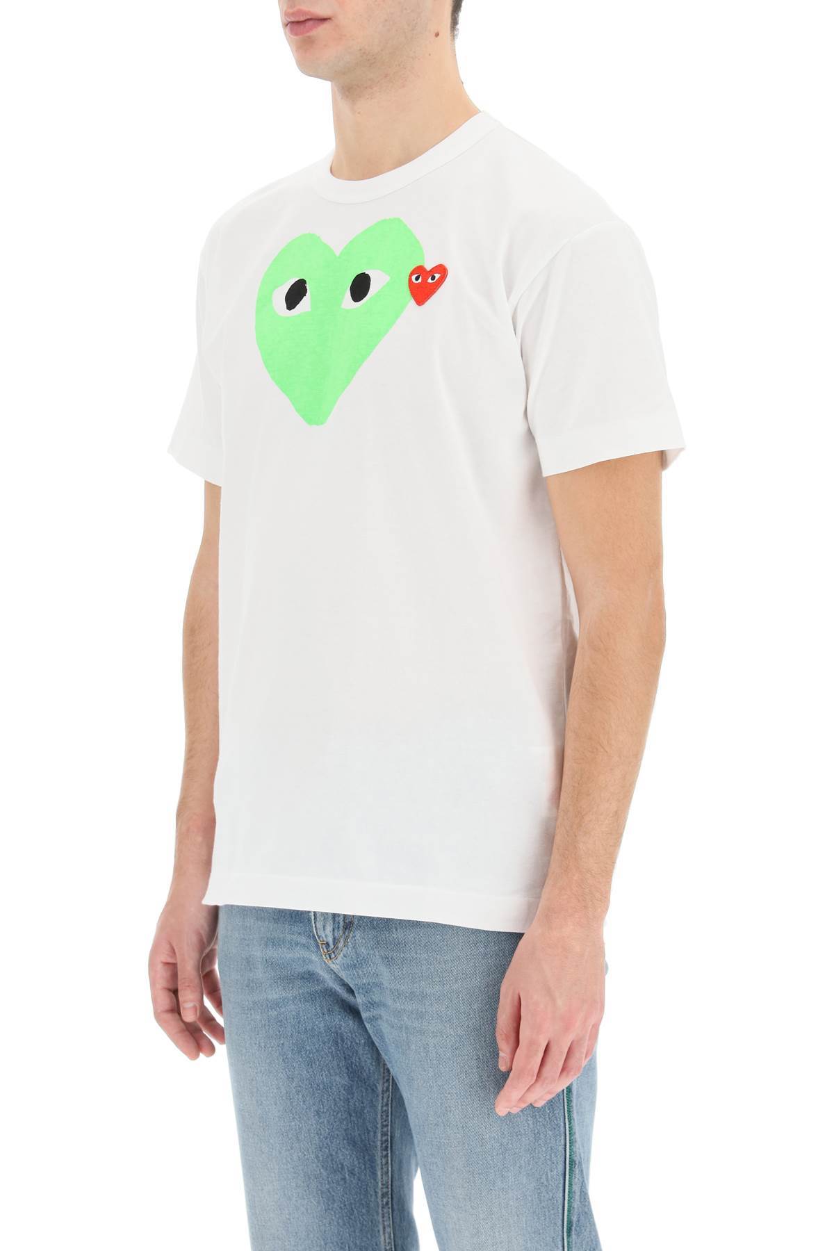 Comme Des Garçons Play Pattern Printed Short-sleeved T-shirt In White