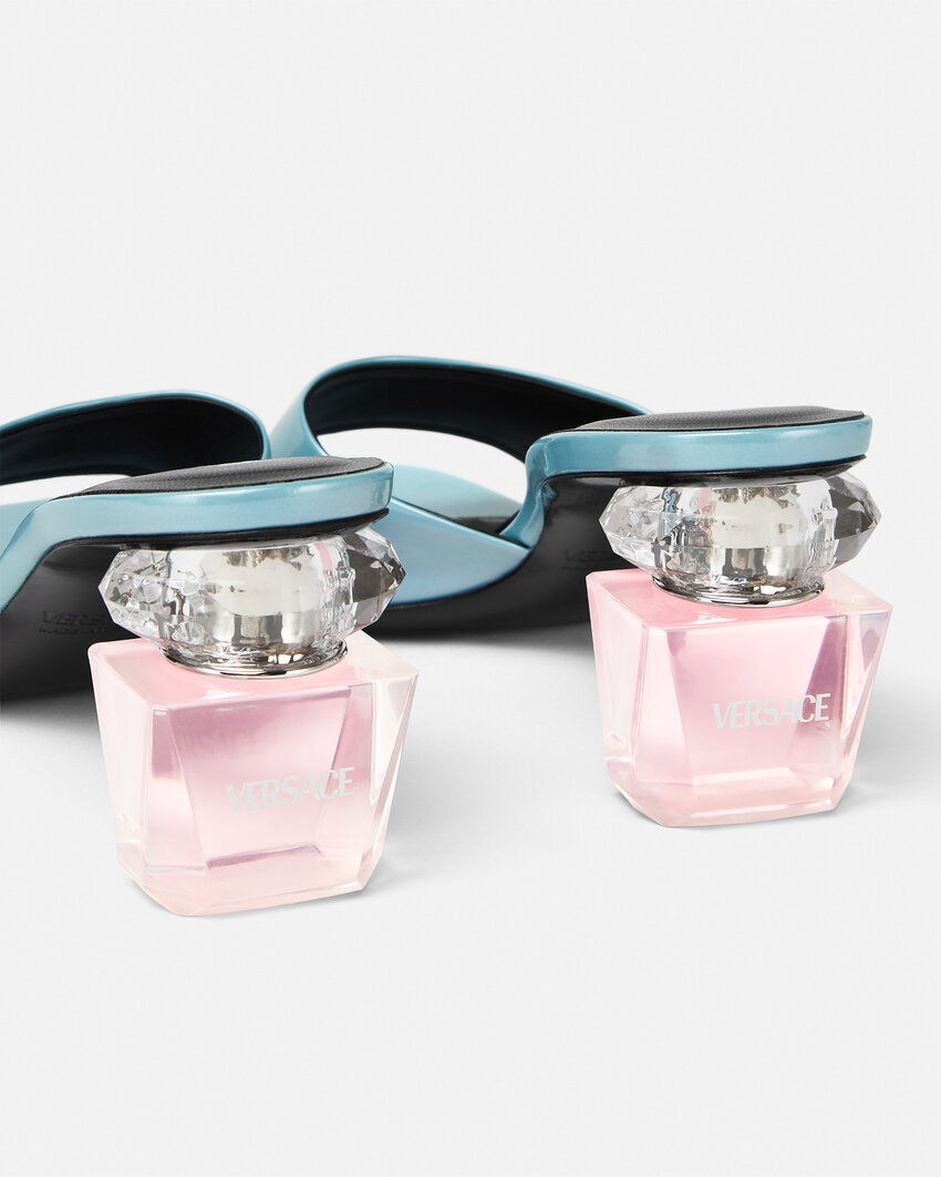 Shop Versace 70mm Satin Mules In Blue