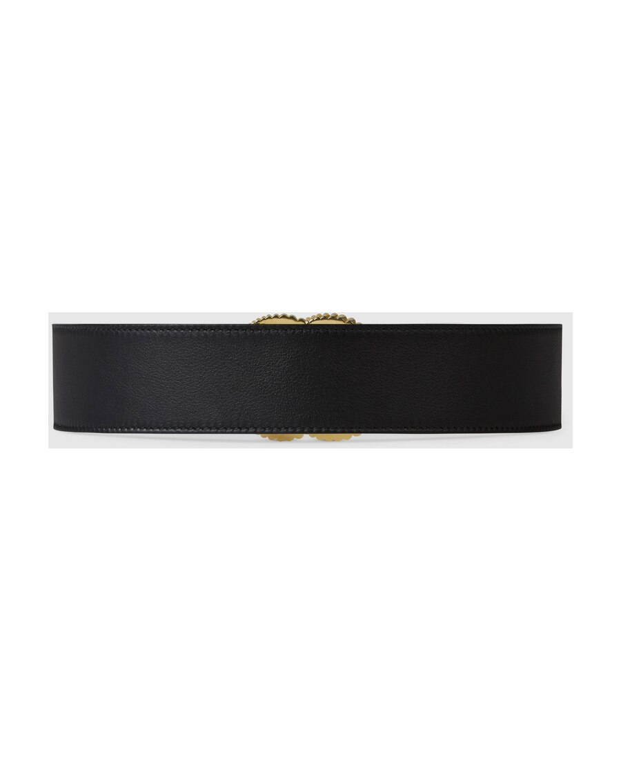 Gucci Leather Belt With Torchon Double G Buckle In Black
