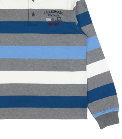 Paul & Shark Striped Long-sleeved Polo Shirt In Gray