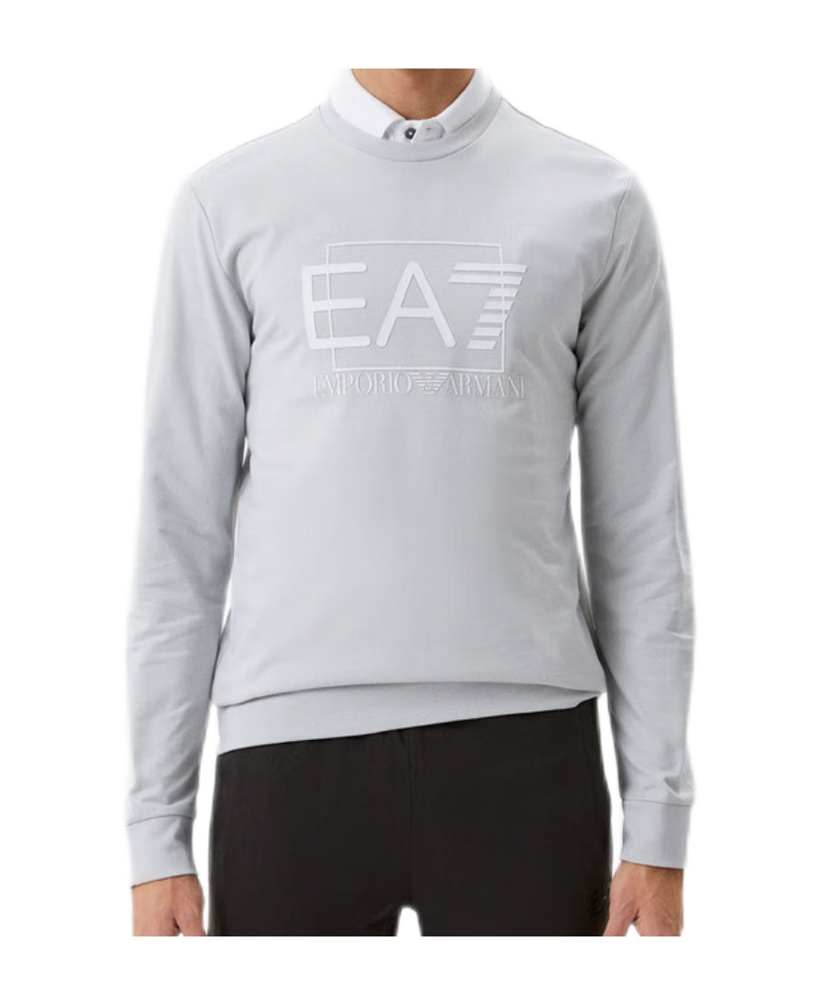 Ea7 Logo Round-necked Sweater In Gray