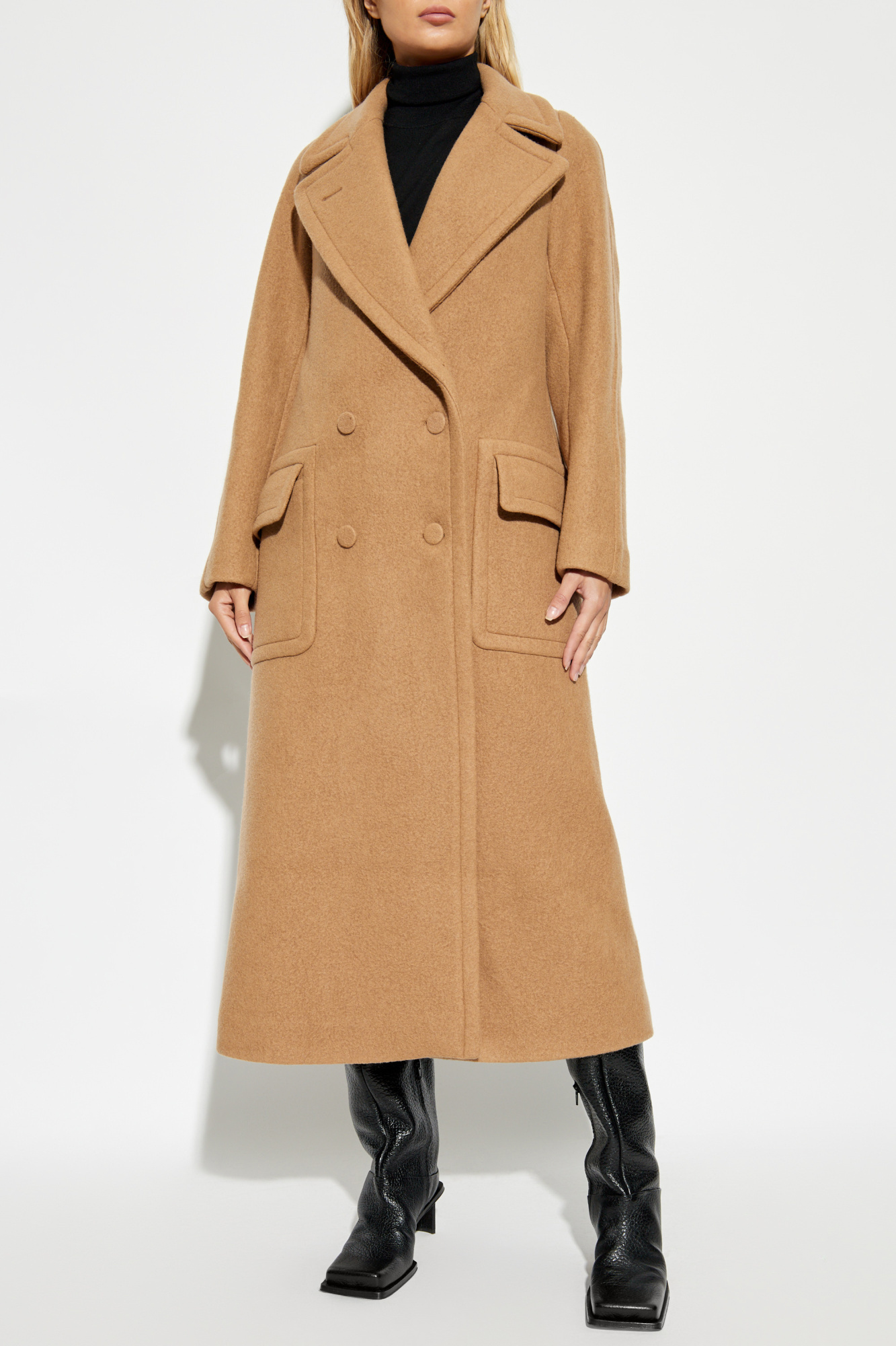 Shop Dries Van Noten Double Breasted Coat In Nude