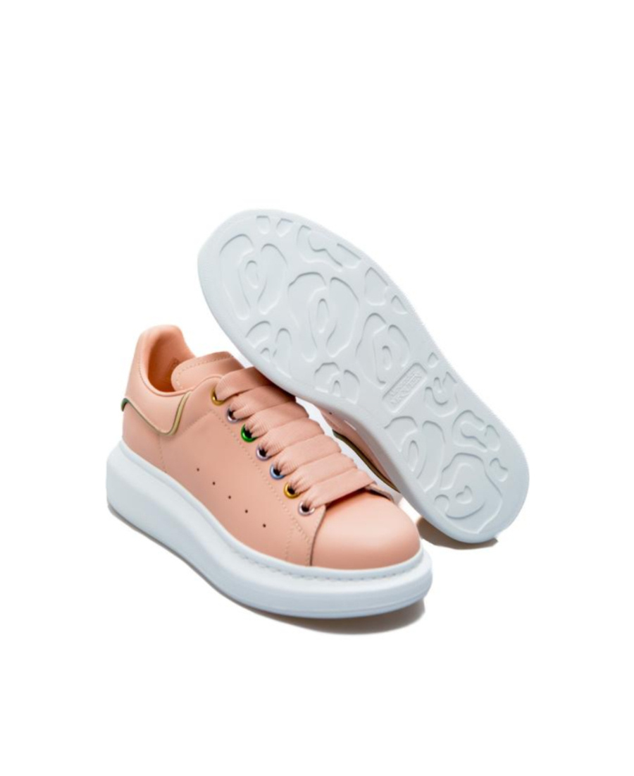 Alexander Mcqueen Multicolour Eyelet Lace Up Sneakers In Pink