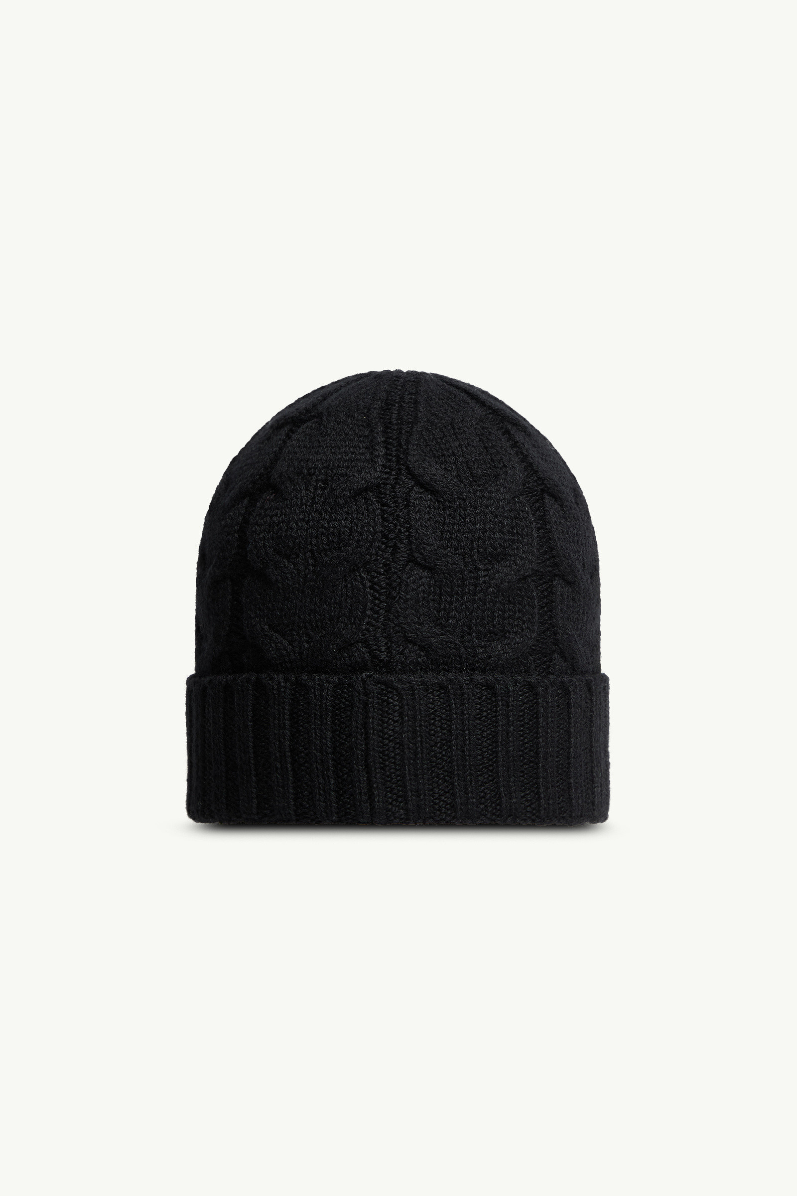 Moncler Enfant Logo Patch Cable-knitted Beanie In Black