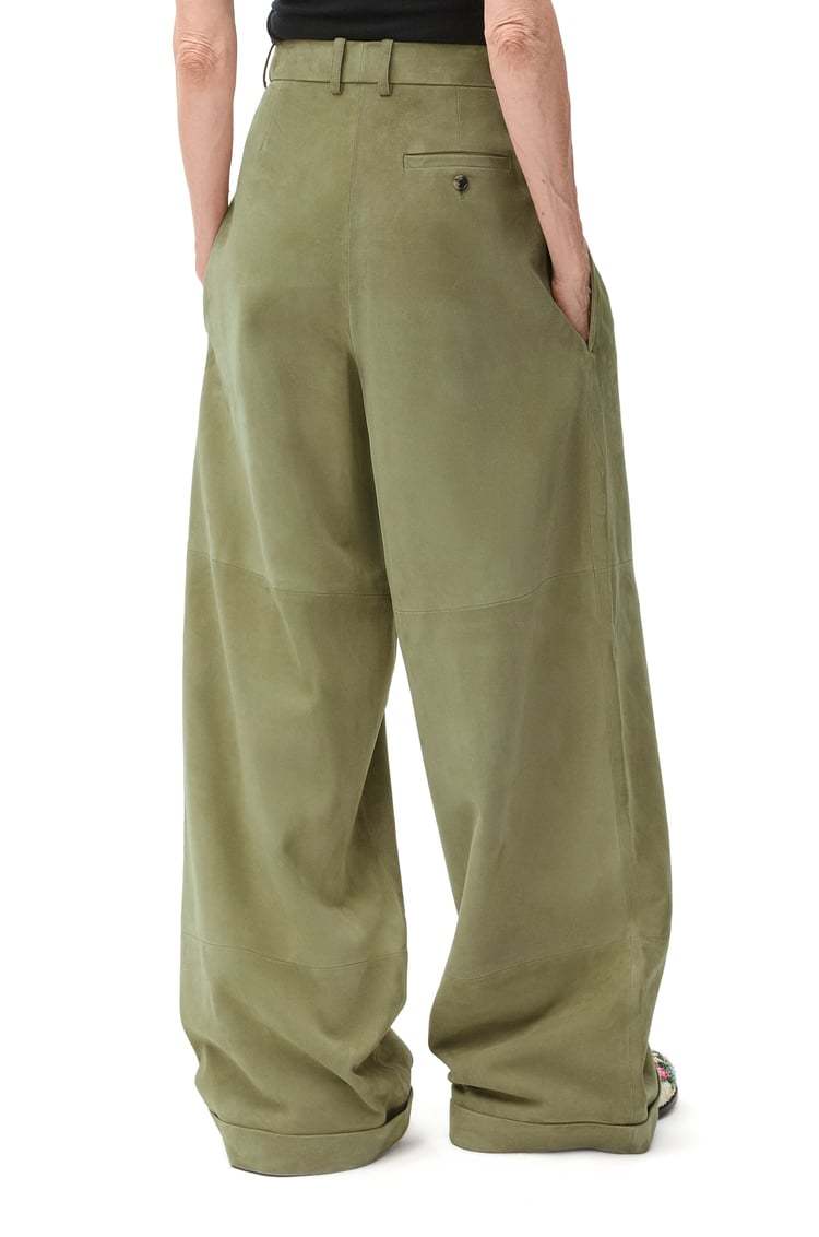 Loewe Wide-leg Trousers With Belt Loops And Back Pocket In Green