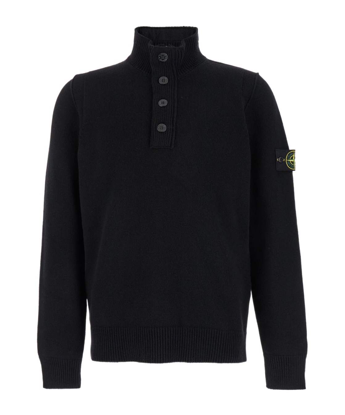 Stone Island Ribbed Cuffs Turtleneck Sweater In Black
