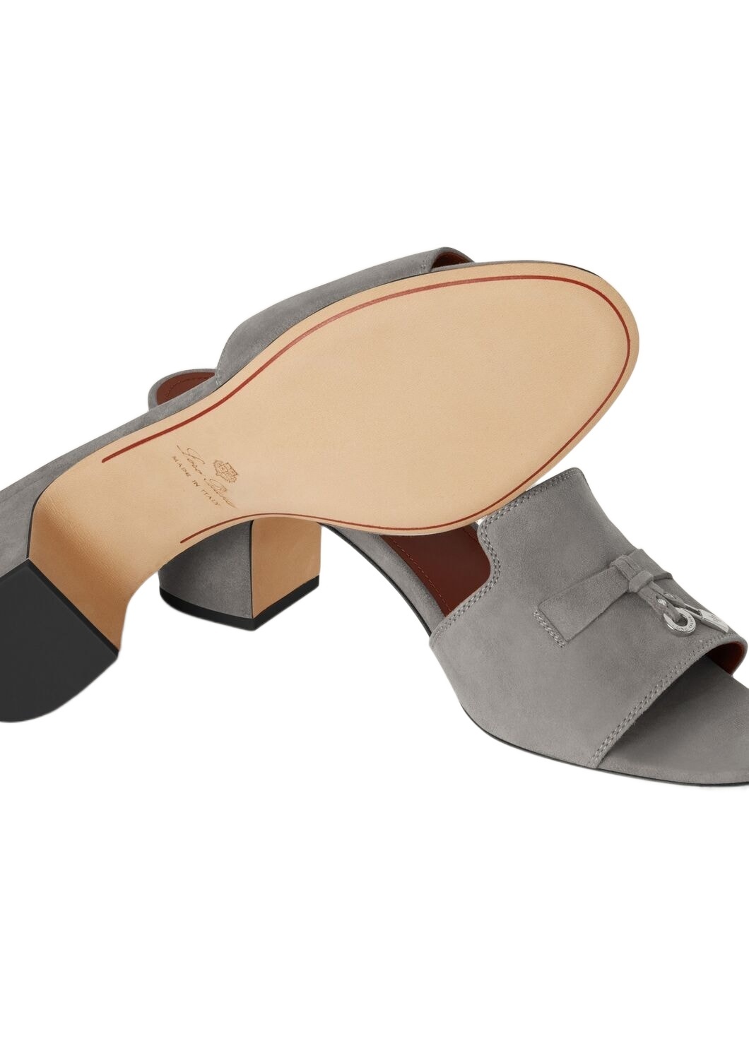 Loro Piana Round-headed High-heeled Sandals In Gray