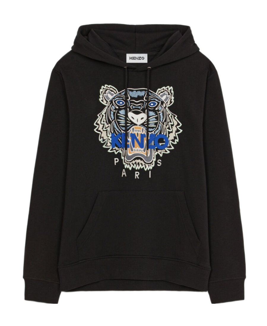 Kenzo Black Tiger Print Hooded Sweatshirt