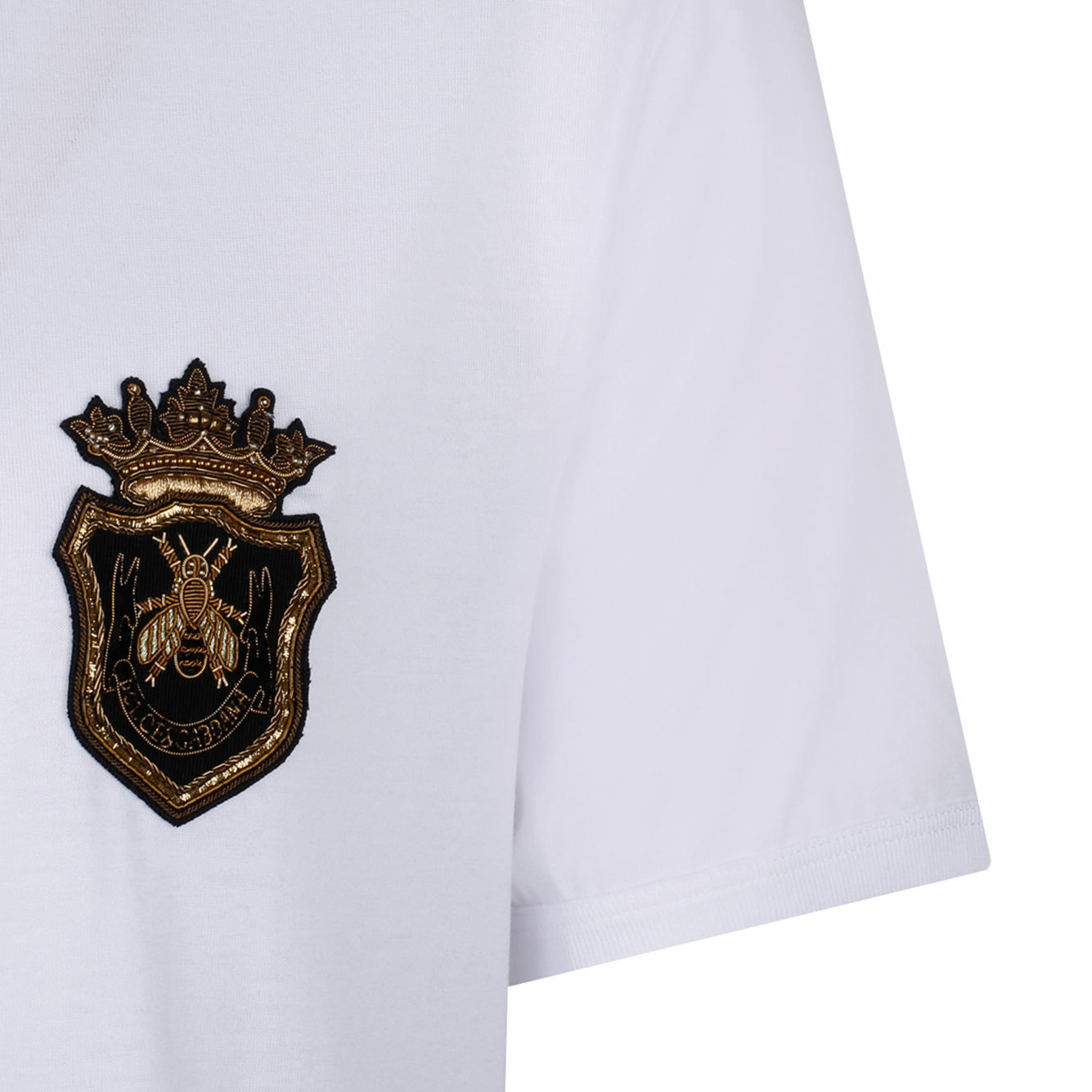 Dolce & Gabbana White Heraldic Patch Cotton T-shirt