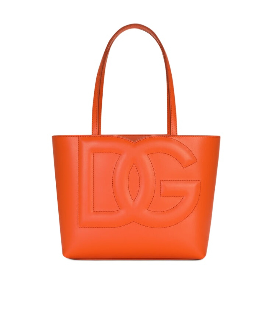 Dolce & Gabbana Dg Logo Leather Tote Bag In Orange