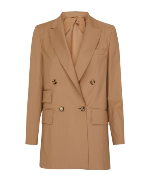 Max Mara 'mist' Double-breasted Longline Blazer In Brown