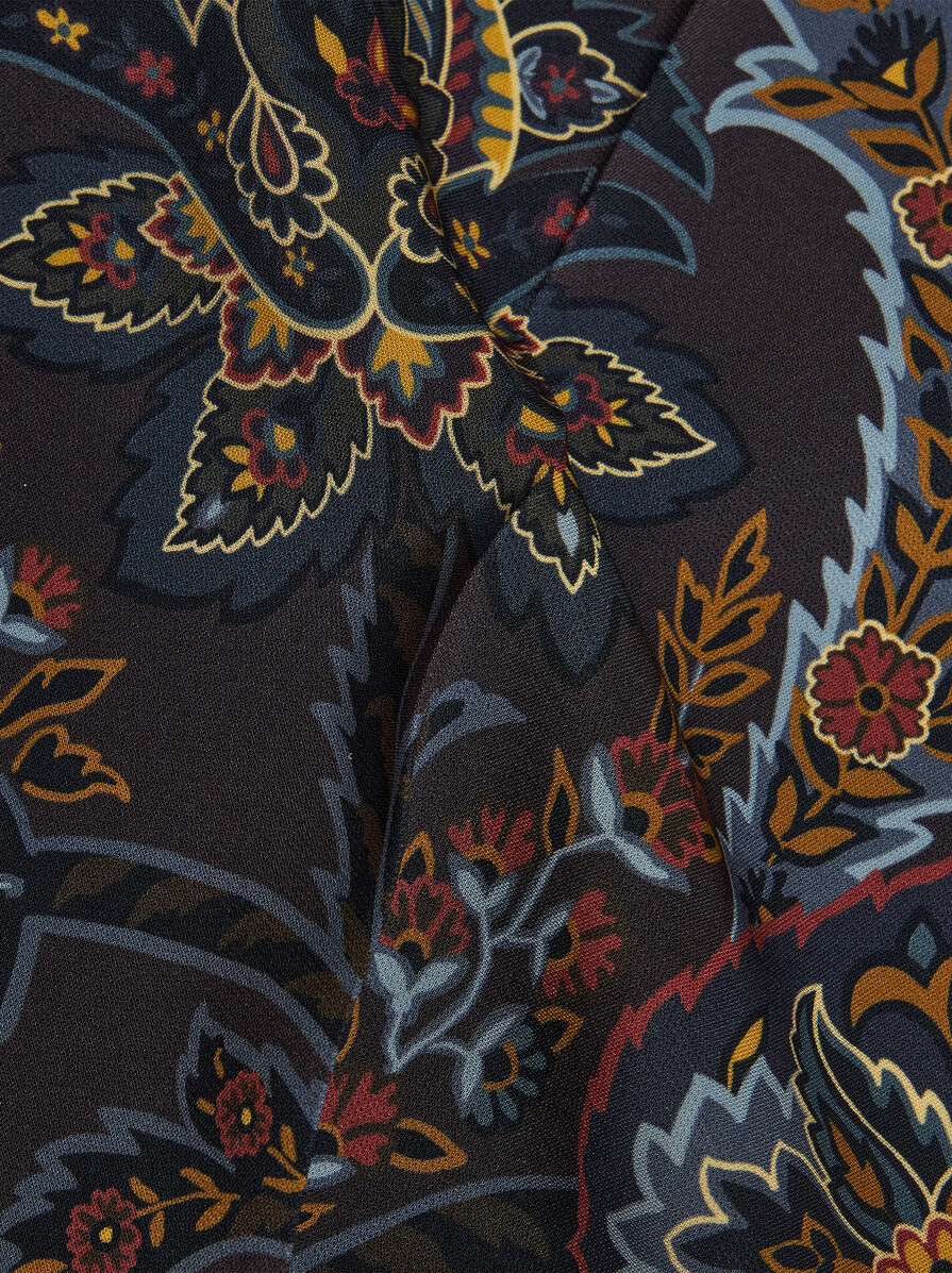 Etro Printed Stretch Viscose Pant In Black