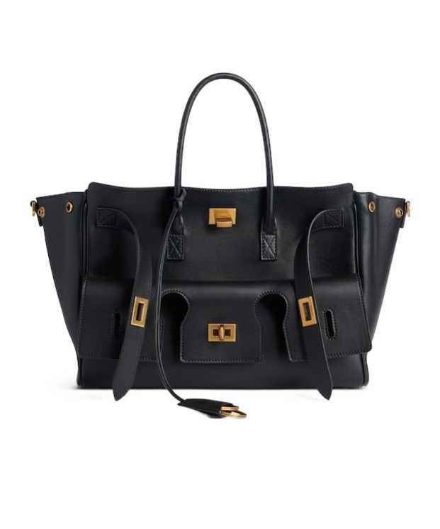 Balenciaga Women Black Leather Small Carry All Bel Air Shopping Bag In Black