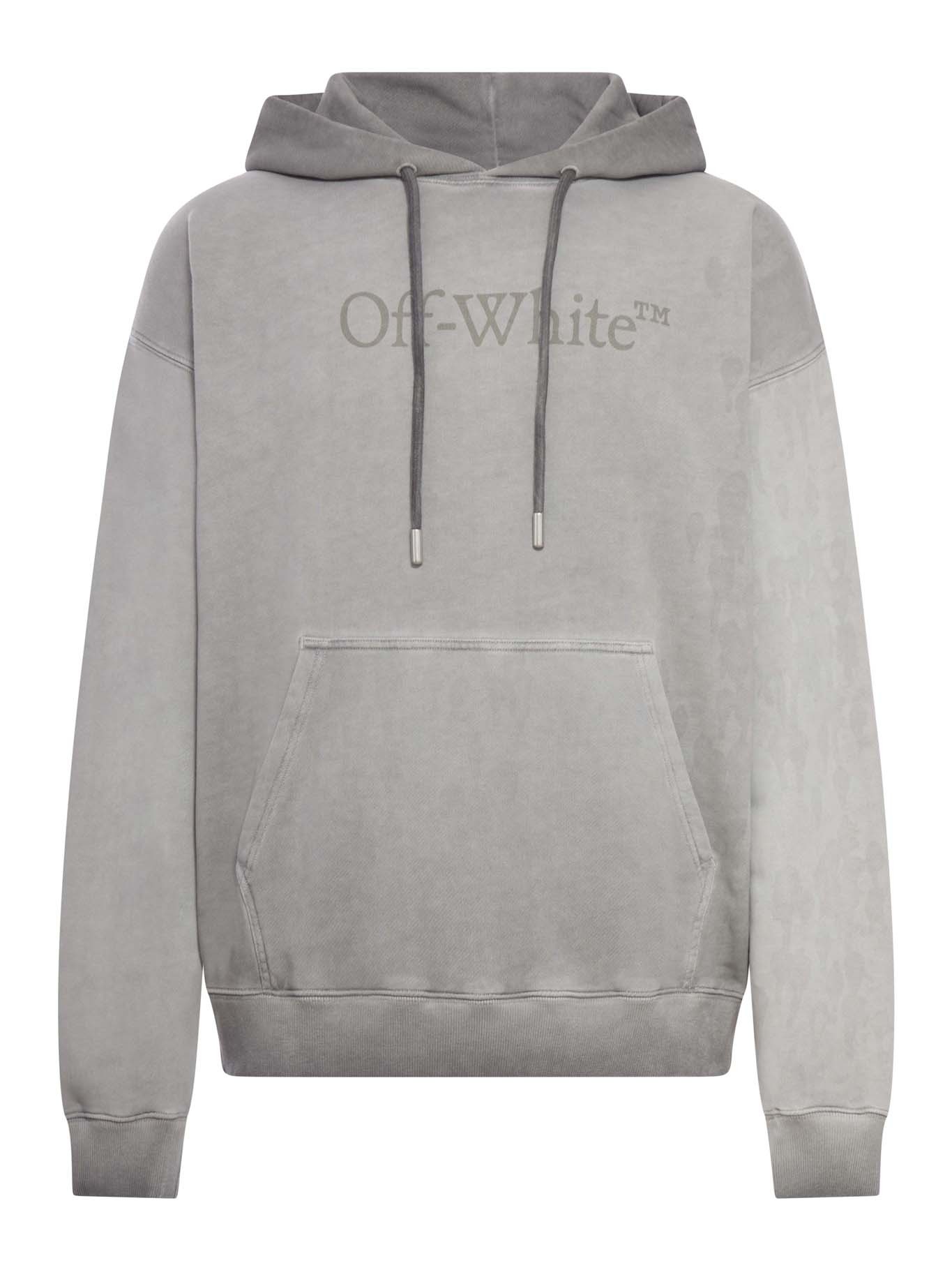 Off-white Hoodie In Cotton With Degraded Effect In Gray
