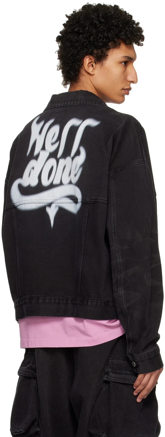 We11 Done Pattern Denim Jacket In Black
