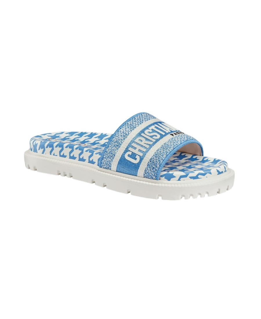 Dior Embroidered Pattern Flip-flops In White