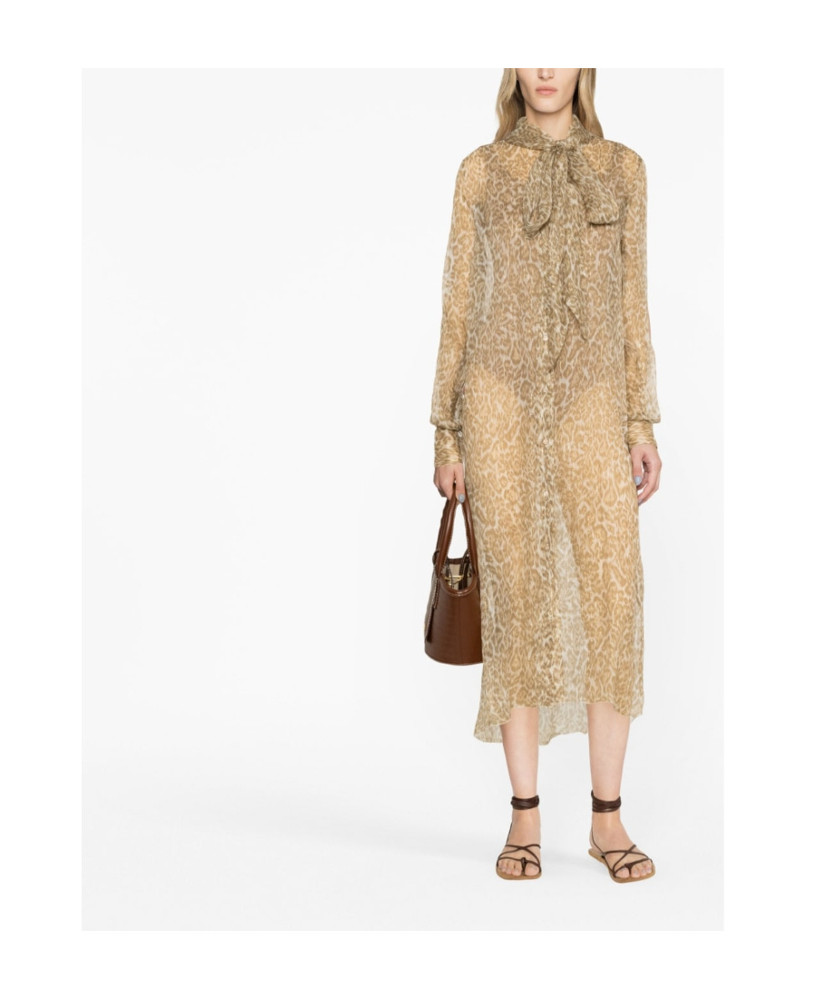Ermanno Scervino Sheer Silk Midi Dress In Nude