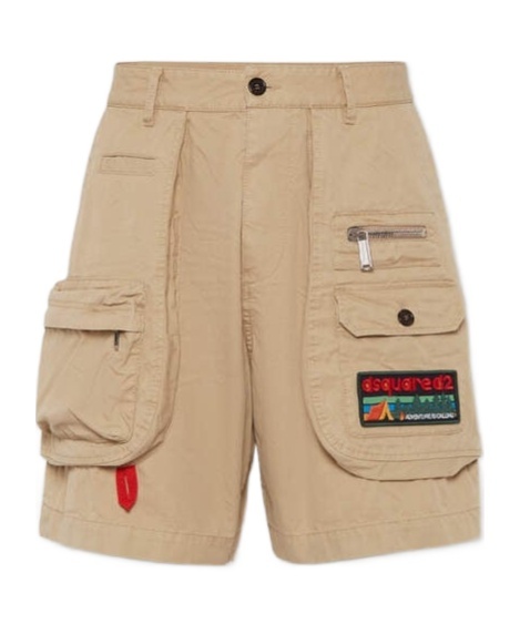 Dsquared2 Cotton Cargo Shorts In Nude