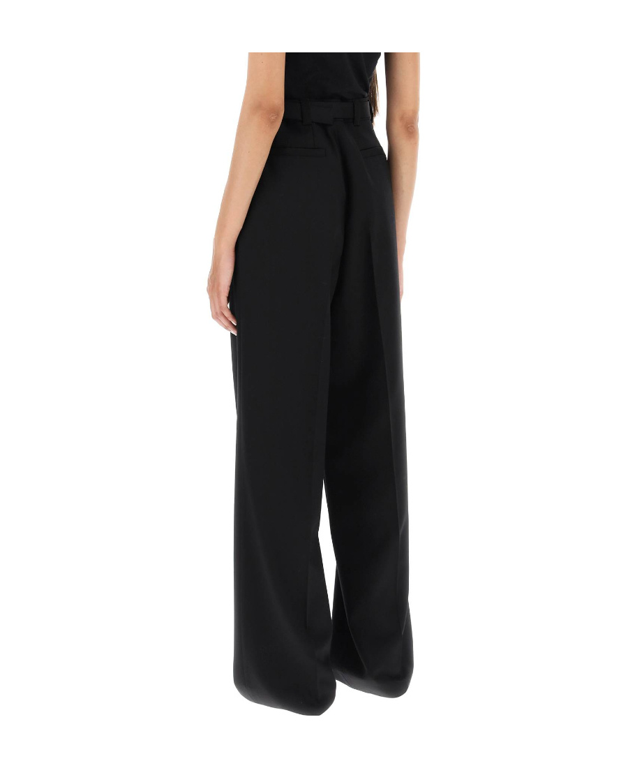 Miu Miu Belt-loop Wool Trousers In Black