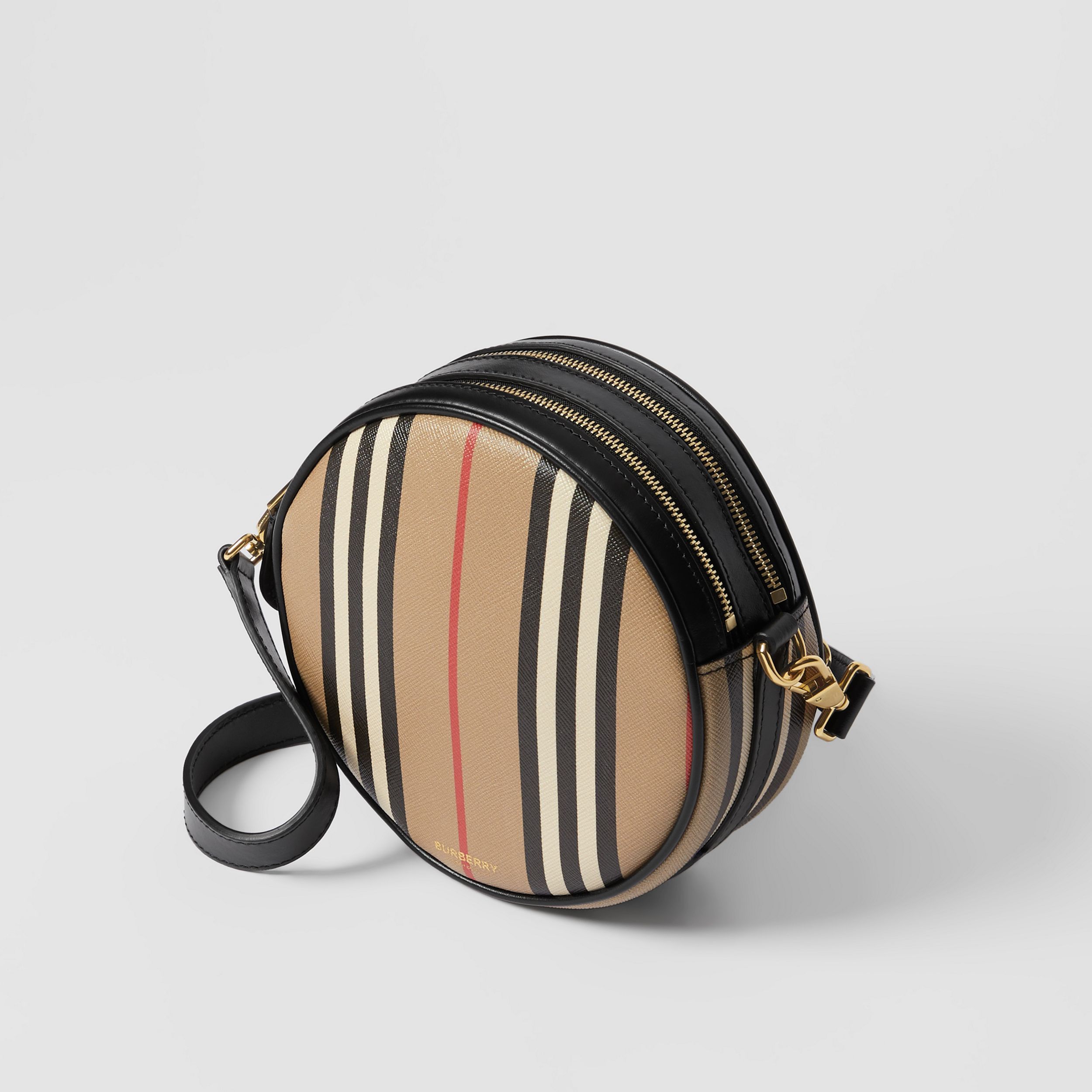 Shop Burberry Icon Stripe E-canvas Louise Bag In Nude