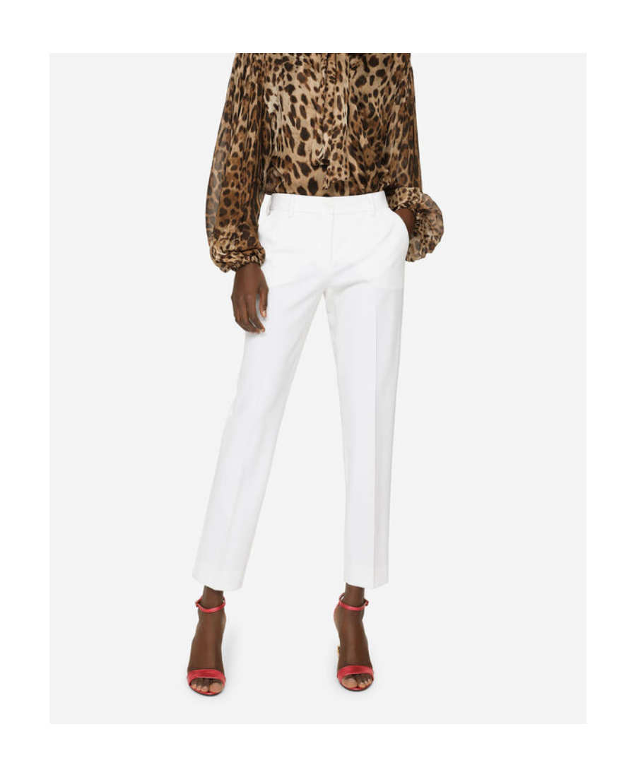 Dolce & Gabbana Silk Tailored Trousers In White