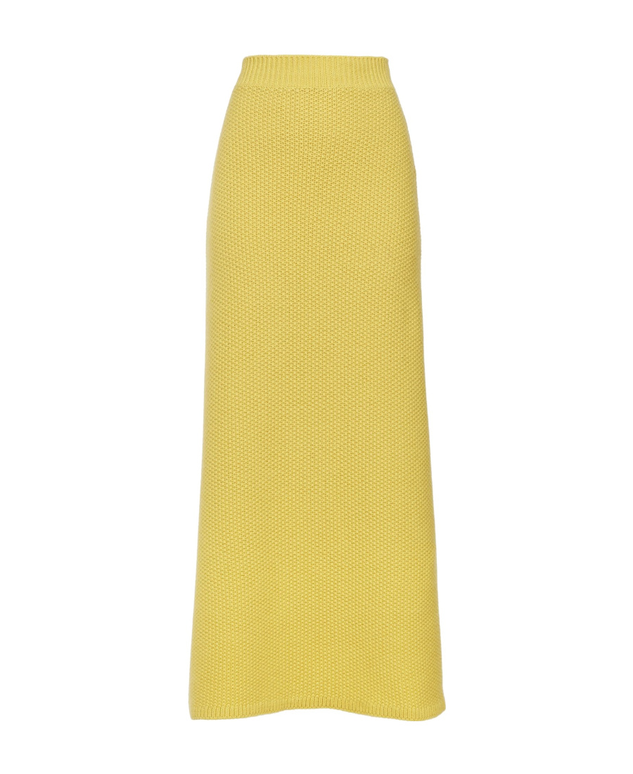 Chloé Cashmere Knitted High Waist Skirt In Yellow