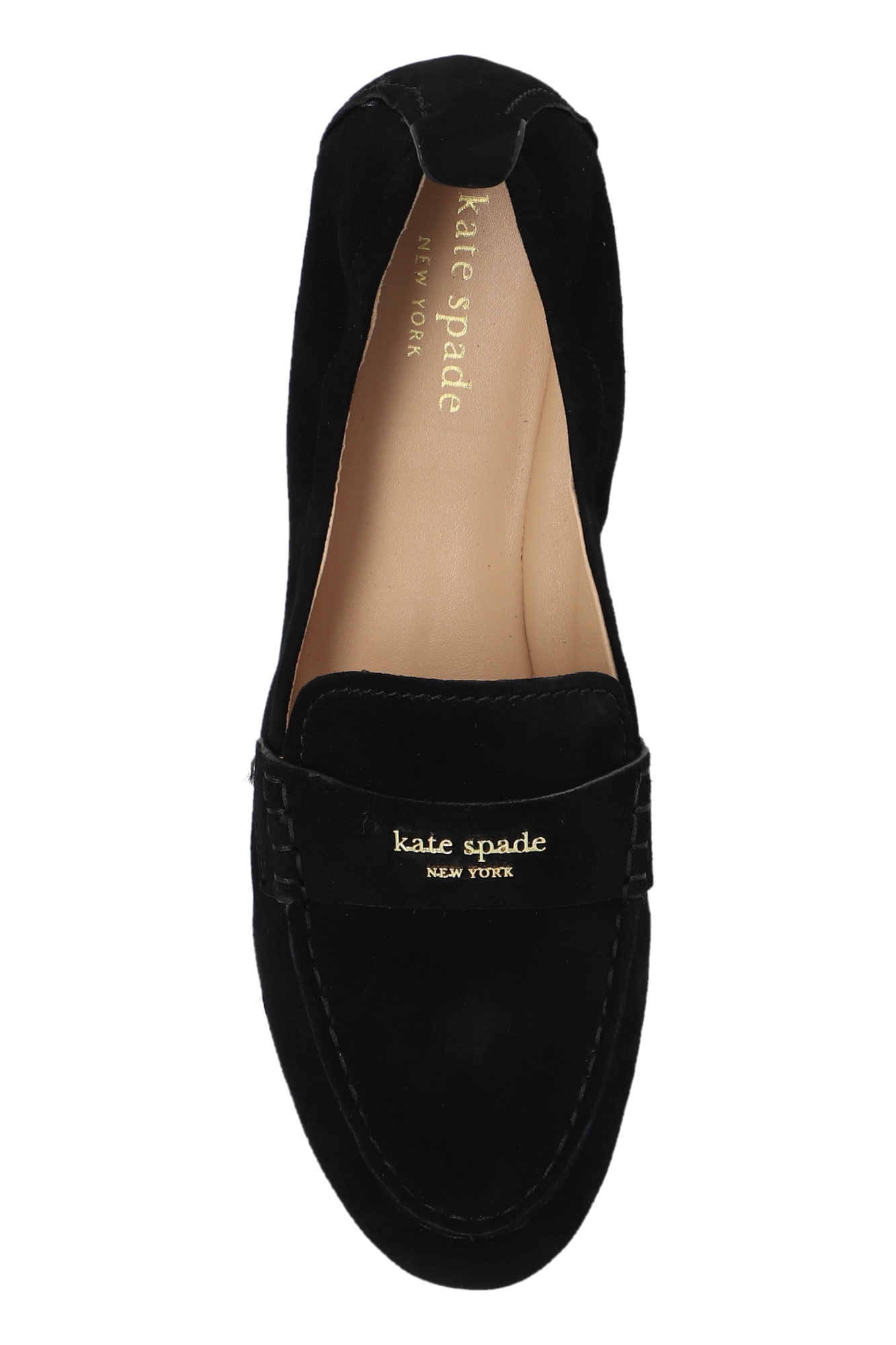 Kate Spade Eliza Logo-plaque Suede Loafers In Black