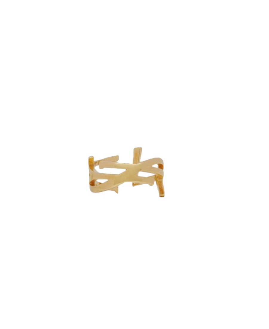Saint Laurent Ysl Logo Ring In Yellow