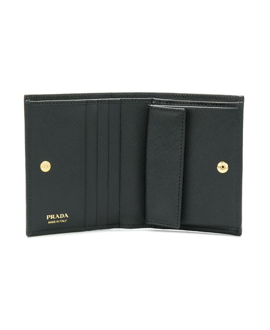 Prada Triangle Logo Leather Wallet In Black