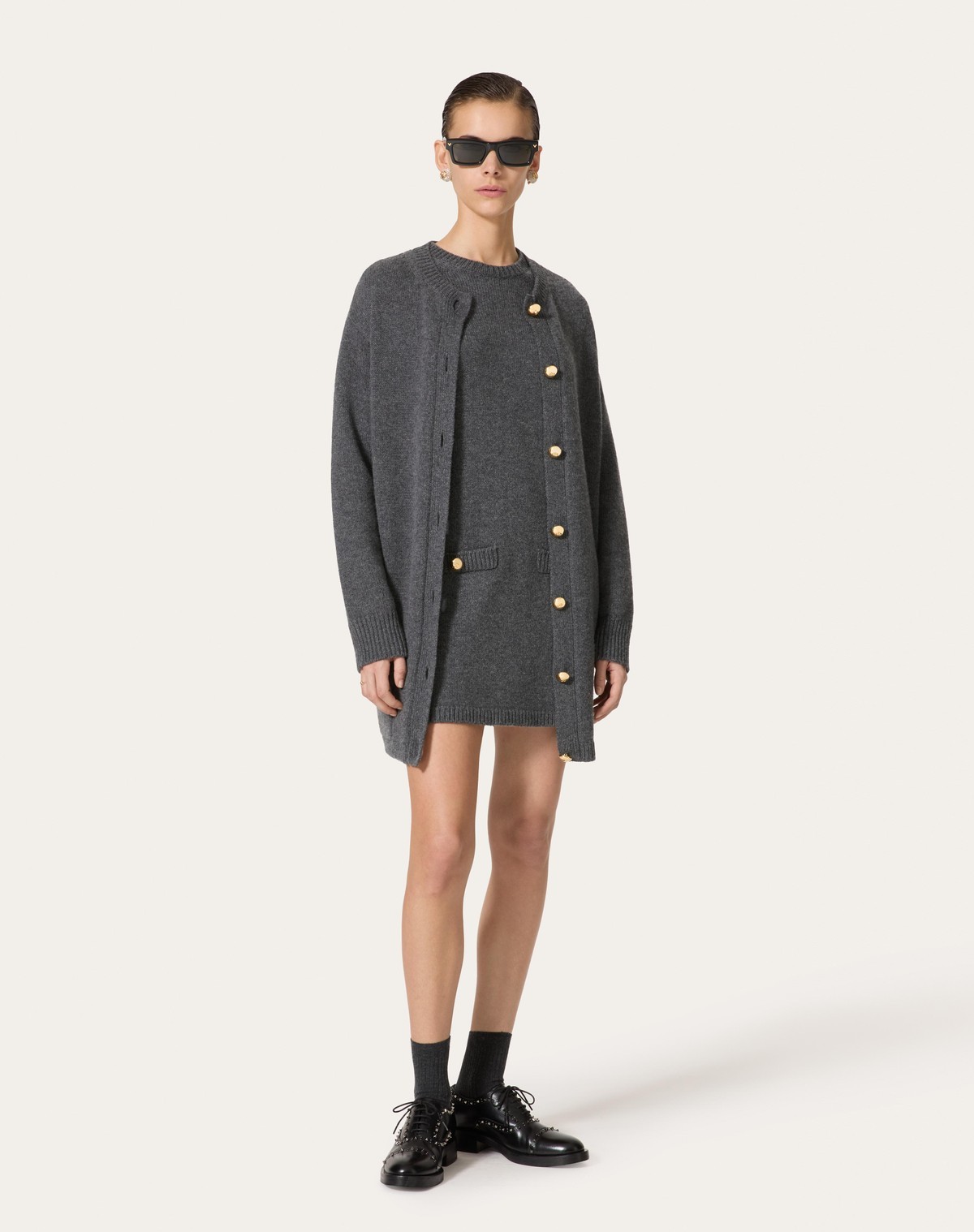 Valentino Virgin Wool Sweater Dress In Black