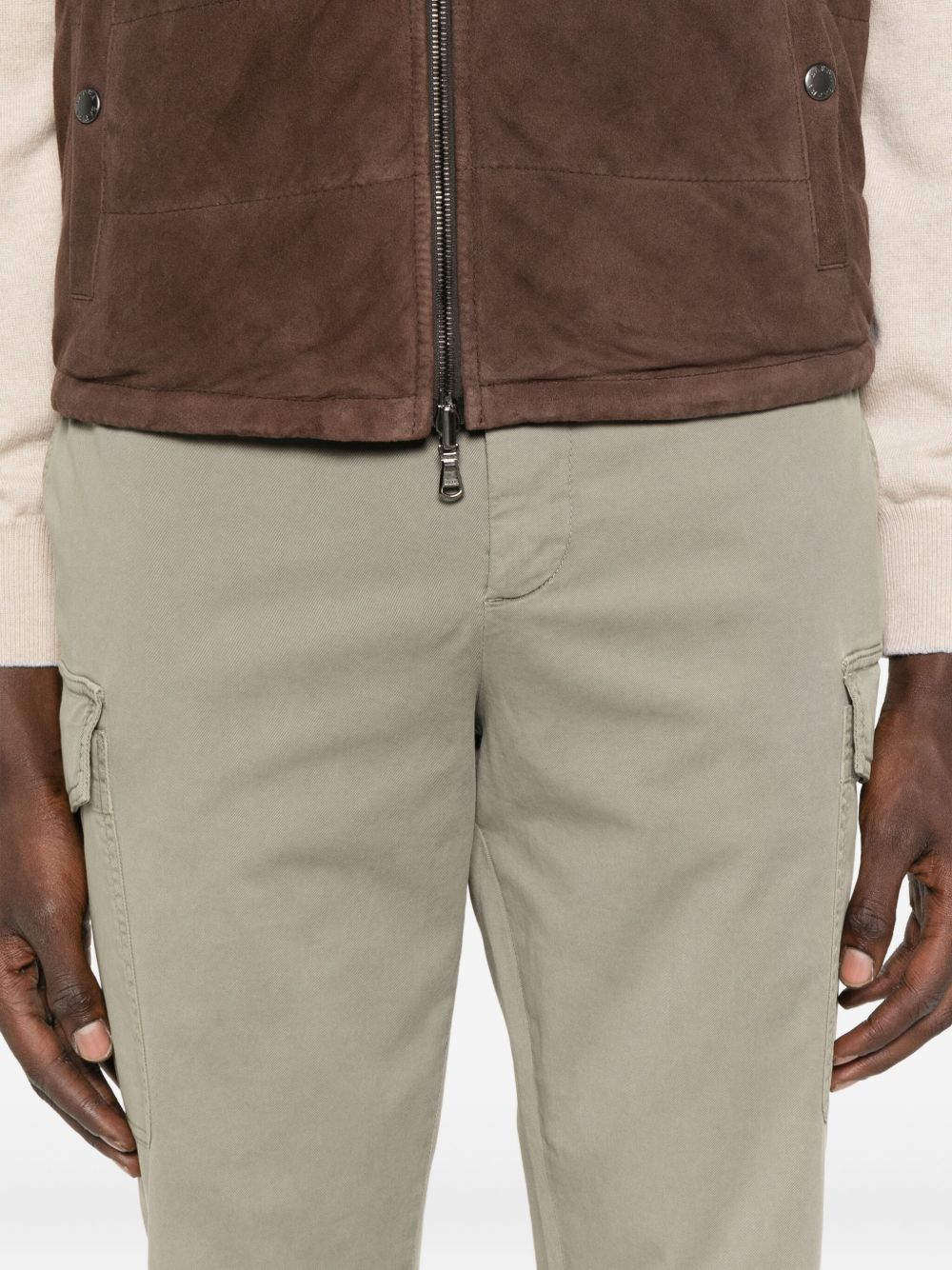 Brunello Cucinelli Cotton Cargo Trousers With Side And Back Pockets In Gray