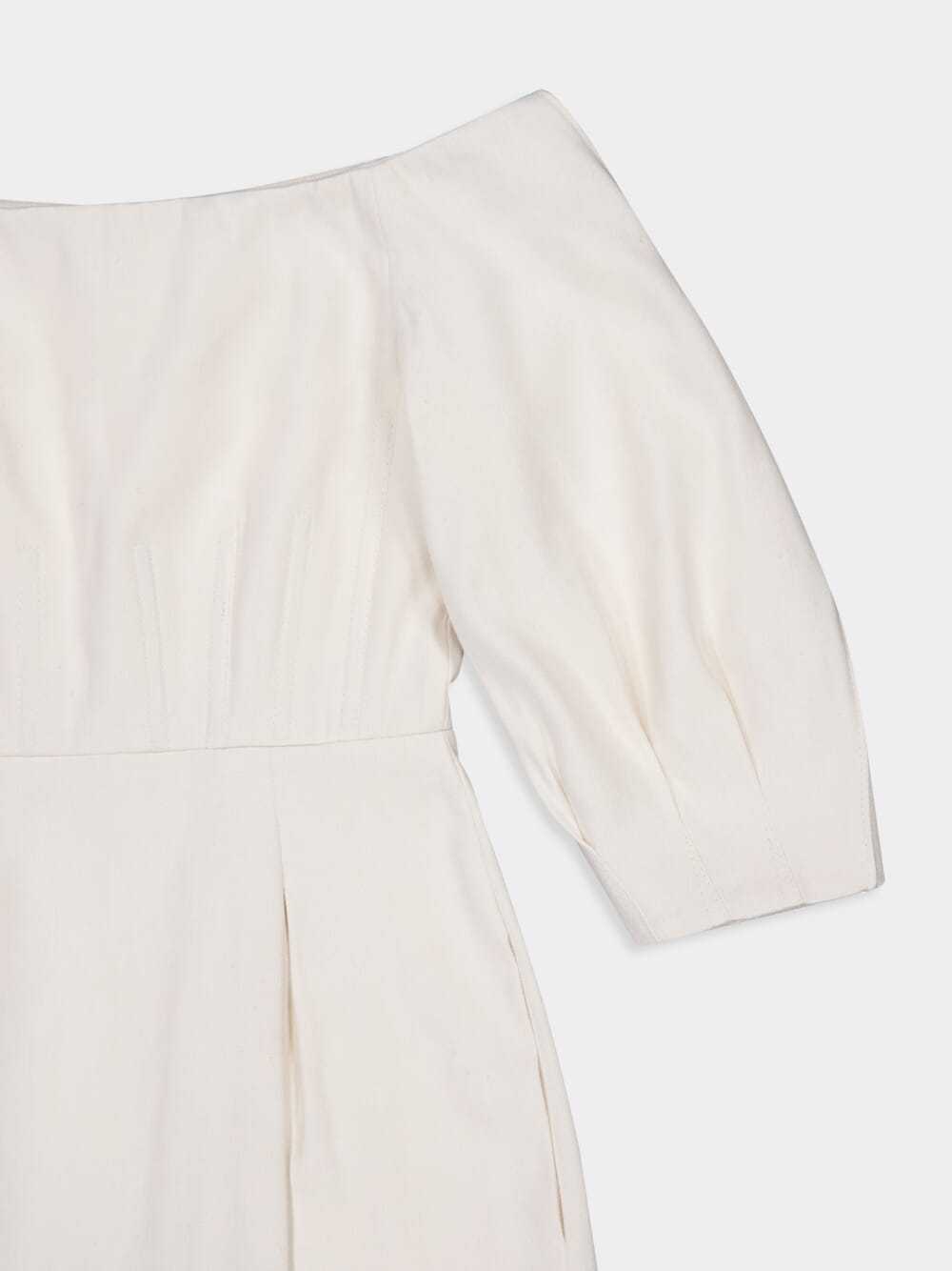 Gabriela Hearst Majano Off-shoulder Puff-sleeves Midi Dress In White