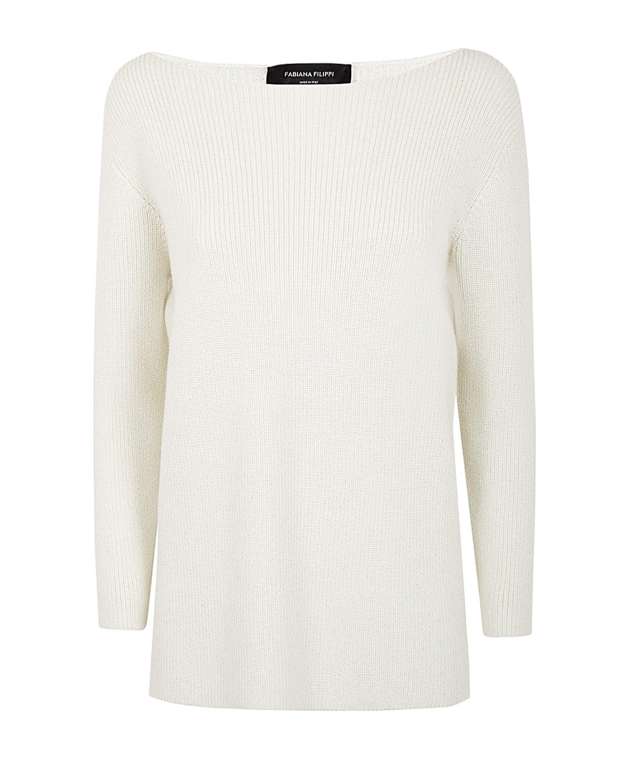 Fabiana Filippi Lurex Long Sleeve Sweater In White