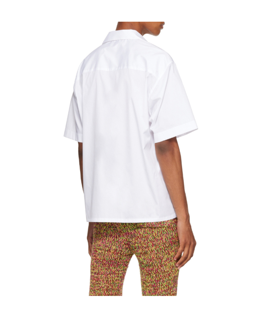 Marni White Poplin Bowling Hidden Logo Shirt In White