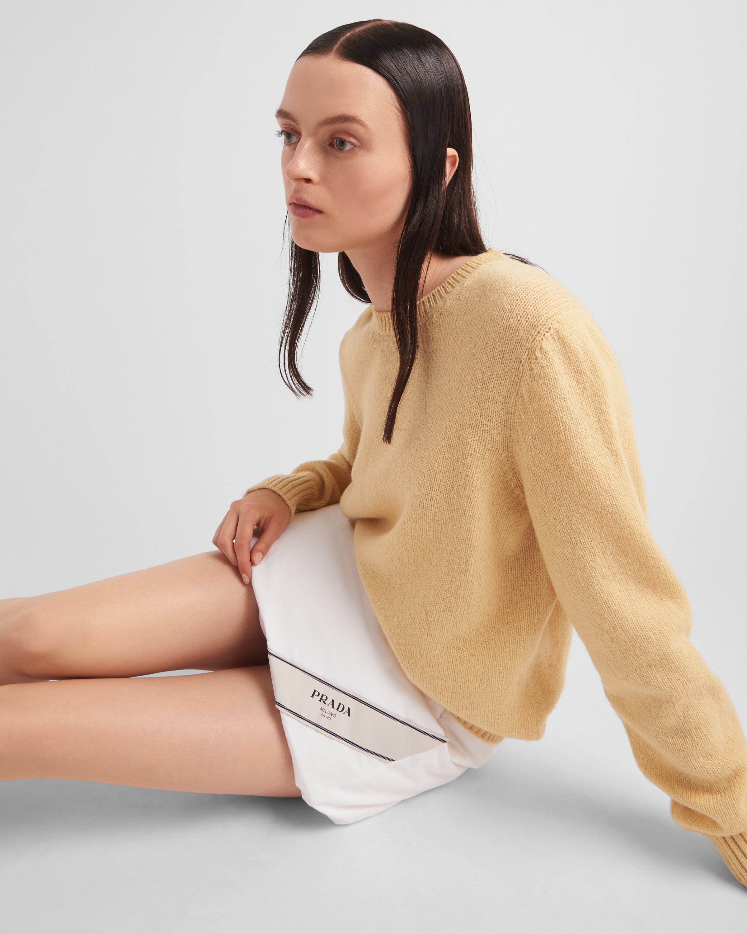 Prada Padded Cotton Miniskirt In White