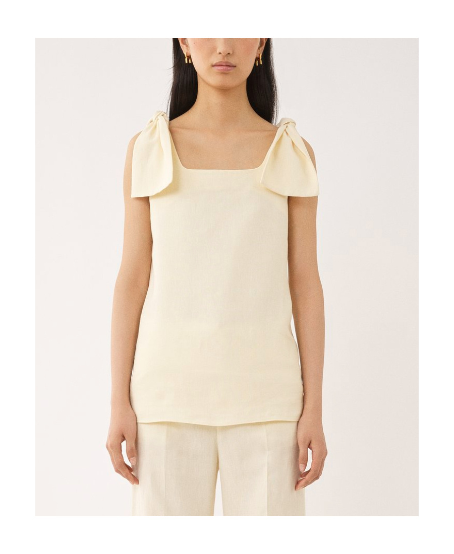 CHLOÉ BOW-DETAIL LINEN TANK TOP