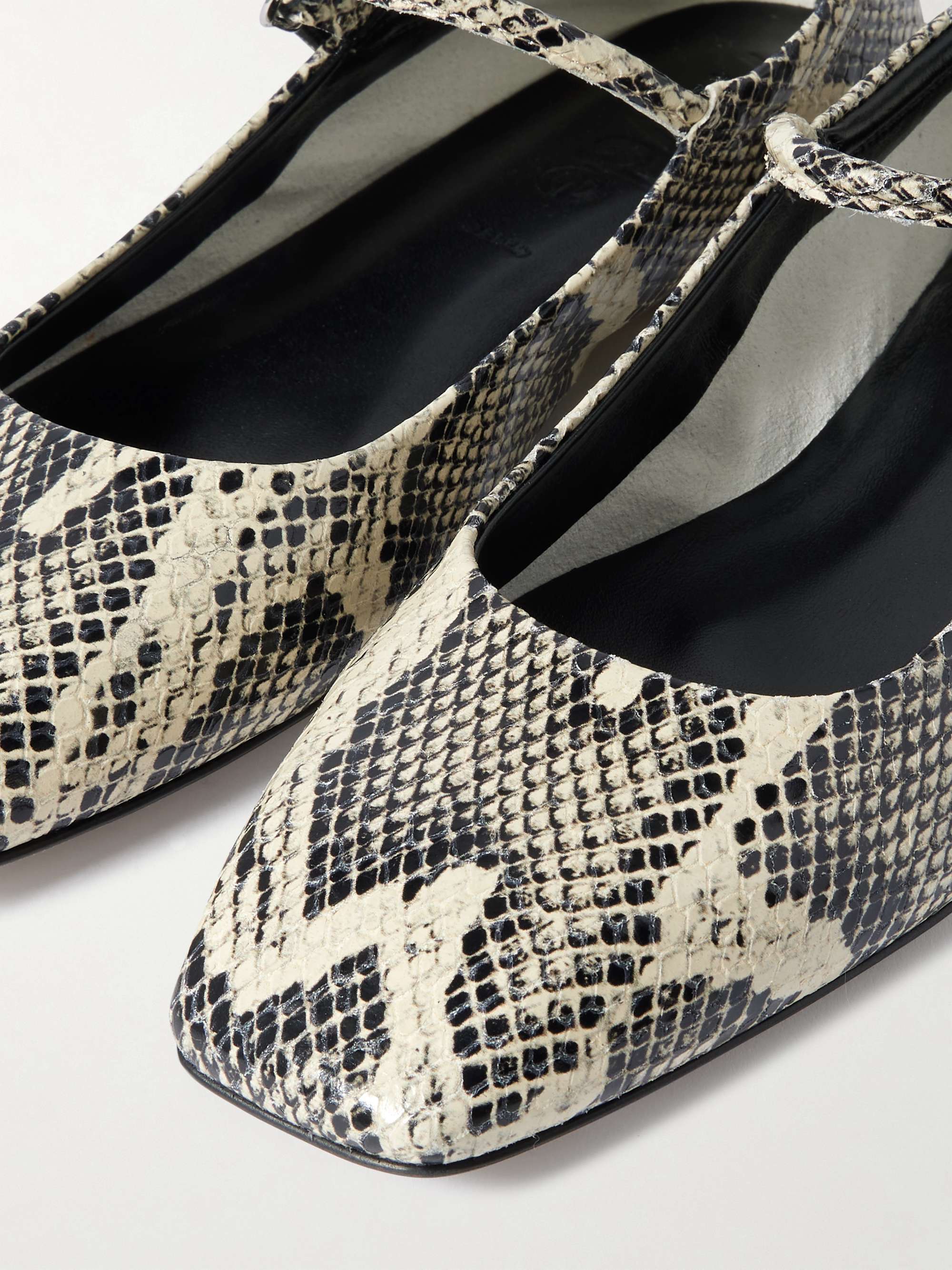 Aeyde Uma Snake-effect Leather Mary Jane Flats In Nude