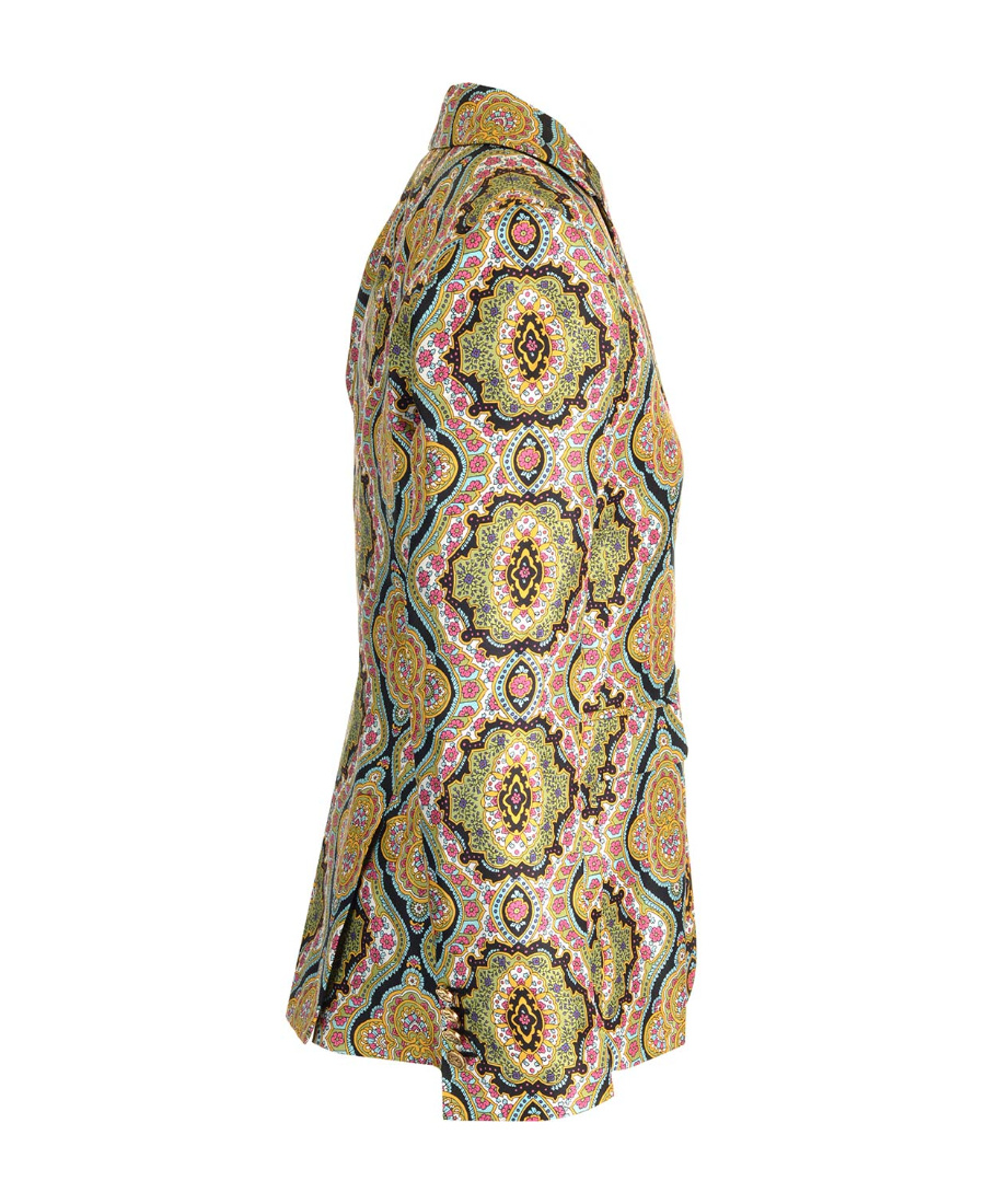 Etro Medallion-print Silk Single-breasted Blazer Jacket In Green
