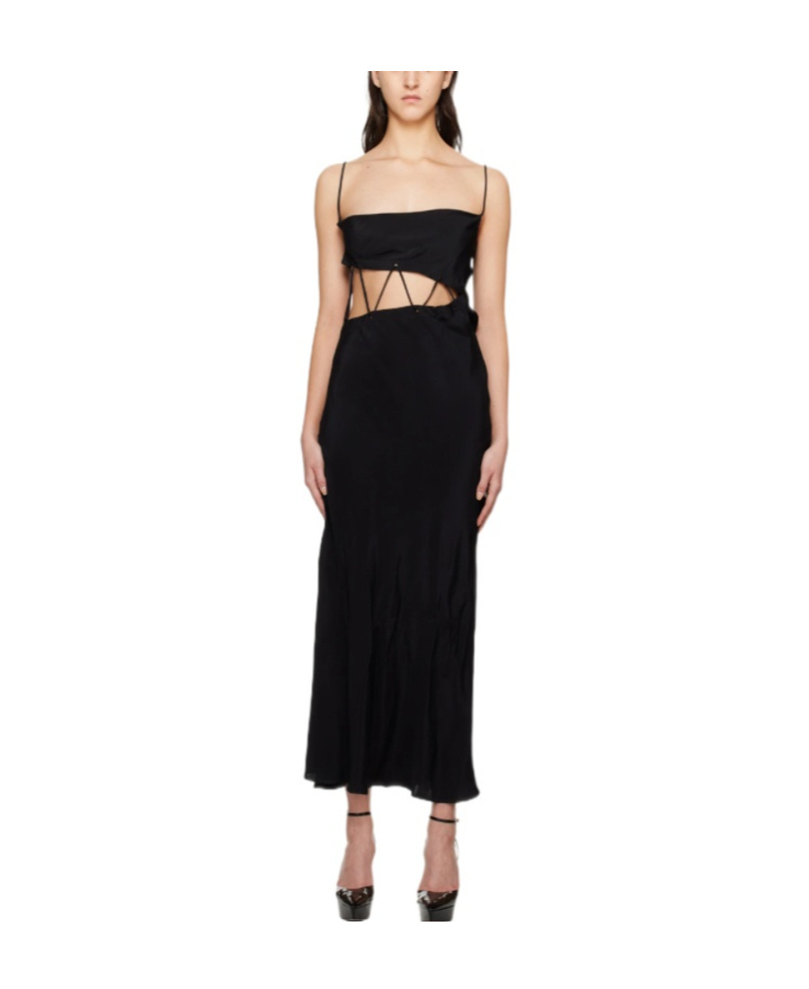 Christopher Esber Black Disconnect Midi Dress In Black