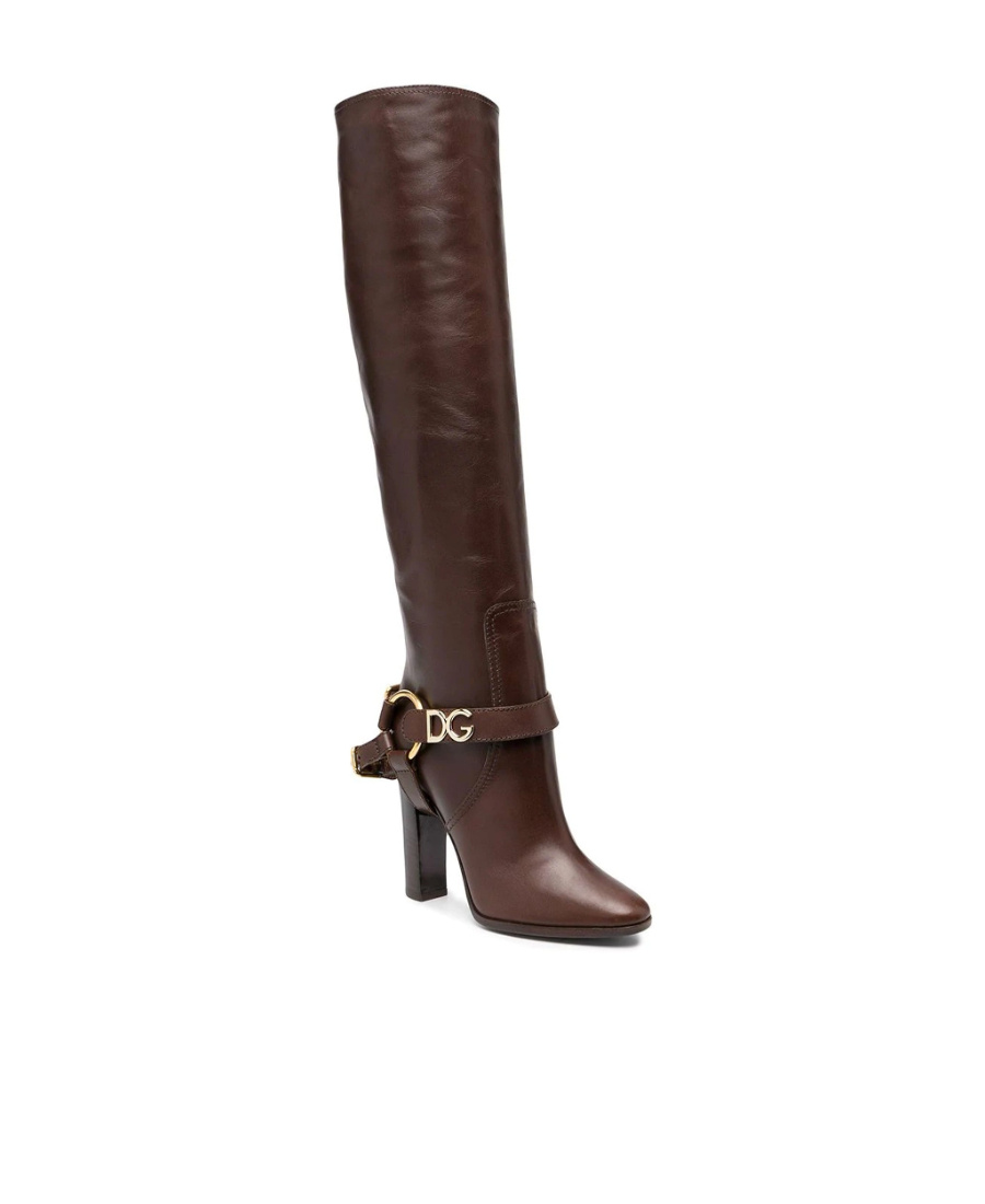Dolce & Gabbana Leather Knee Boots In Black
