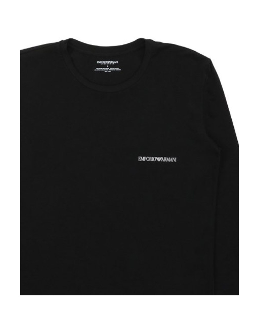 Emporio Armani T-shirt With Round Neck And Long Sleeves In Black