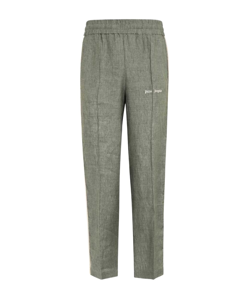Palm Angels Logo-embroidered Linen Track Pants In Gray