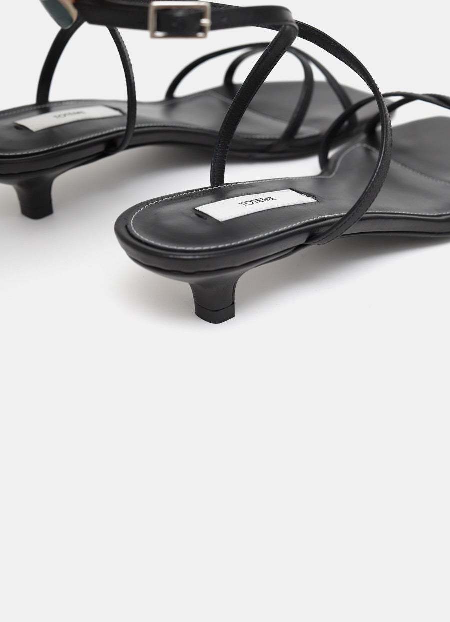 Totême Leather Crossover Heeled Sandals 35 In Black