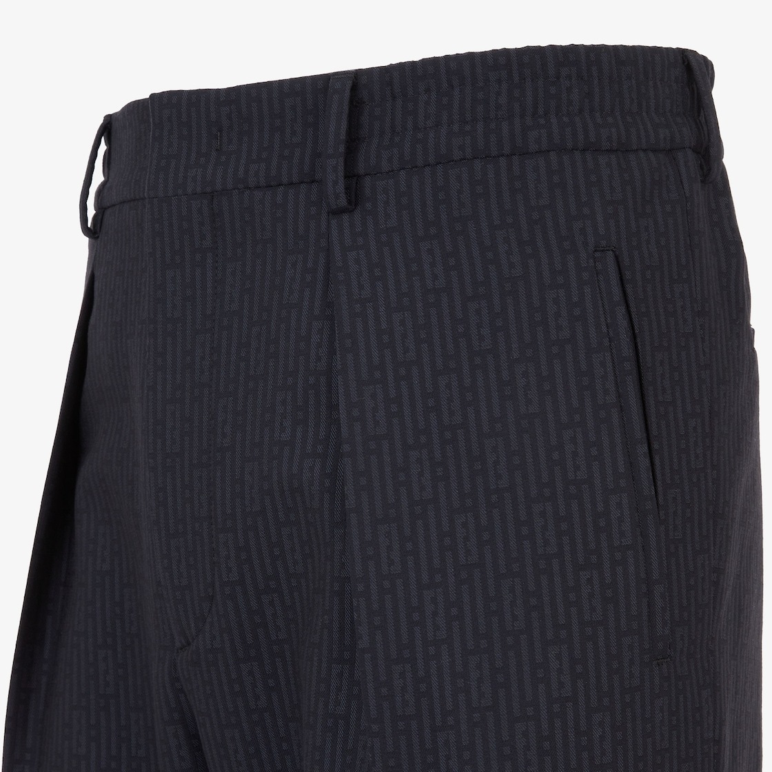 Fendi Ff-jacquard Tapered Wool Trousers In Black
